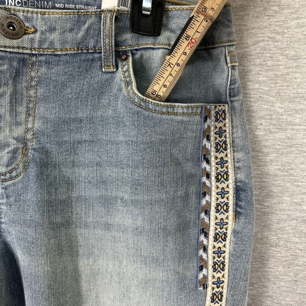 Inc Denim Mid Rise Straight 6/28 Rolled Cuff - Picture 4 of 15